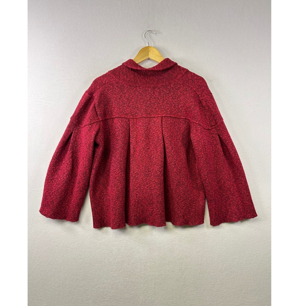 Willow Knit Red Button Up Cardigan Sweater Women Large Bell Sleeve Logenlook - Picture 2 of 10